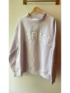 PARKE Lilac & White Varsity Mockneck Sweatshirt XXL